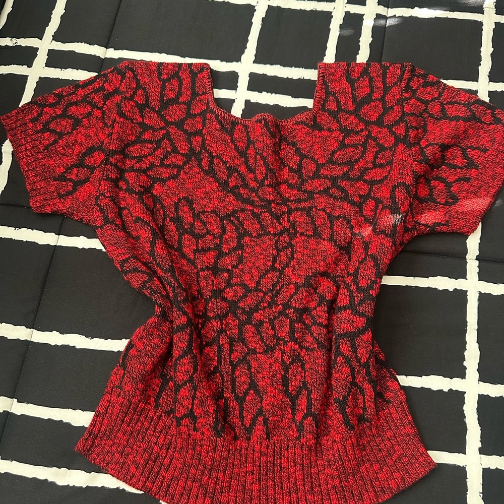 Red and Black Patterned Sweater